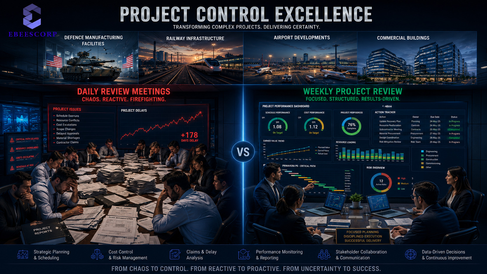 project controls services for infrastructure railway building and defence projects